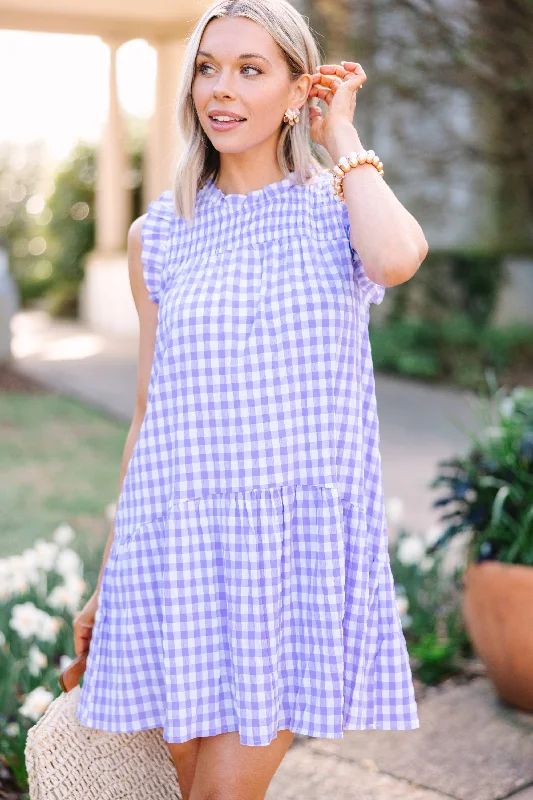 All That You Are Lavender Purple Gingham Dress Casual Short Summer
