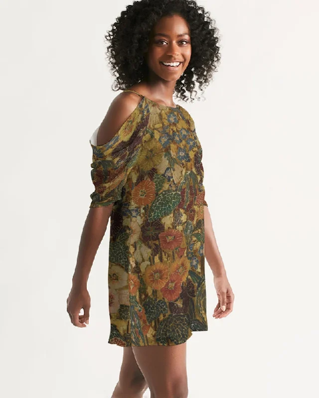 Autumn play Women's All-Over Print Open Shoulder A-Line Dress Turtleneck Warm Winter Autumn play Women's All-Over Print Open Shoulder A-Line Dress Turtleneck Warm Winter