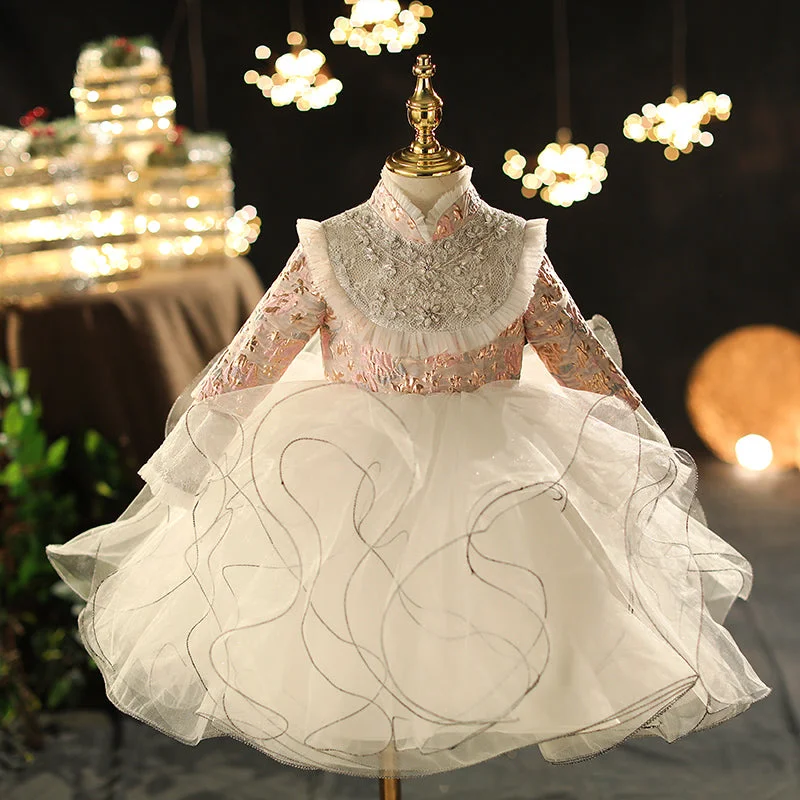 Girl Autumn Winter Retro Elegant Long Sleeve Fluffy Princess Party Dress Tunics Designer luxury Girl Autumn Winter Retro Elegant Long Sleeve Fluffy Princess Party Dress Tunics Designer luxury