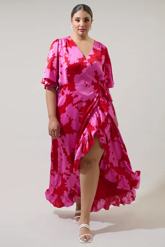 Burning Love Abelia Hi-Low Maxi Wrap Dress Curve Tunics Practical durable