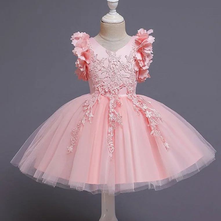 Girls Pageant Princess Dresses Baby Girl Summer Petal Sleeve Embroidered Mesh Fluffy Prom Dress Tunics Practical durable Girls Pageant Princess Dresses Baby Girl Summer Petal Sleeve Embroidered Mesh Fluffy Prom Dress Tunics Practical durable