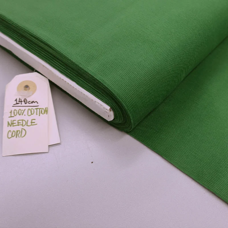 Dressmaking Cotton Needlecord - Lawn Green Tunic Top Casual