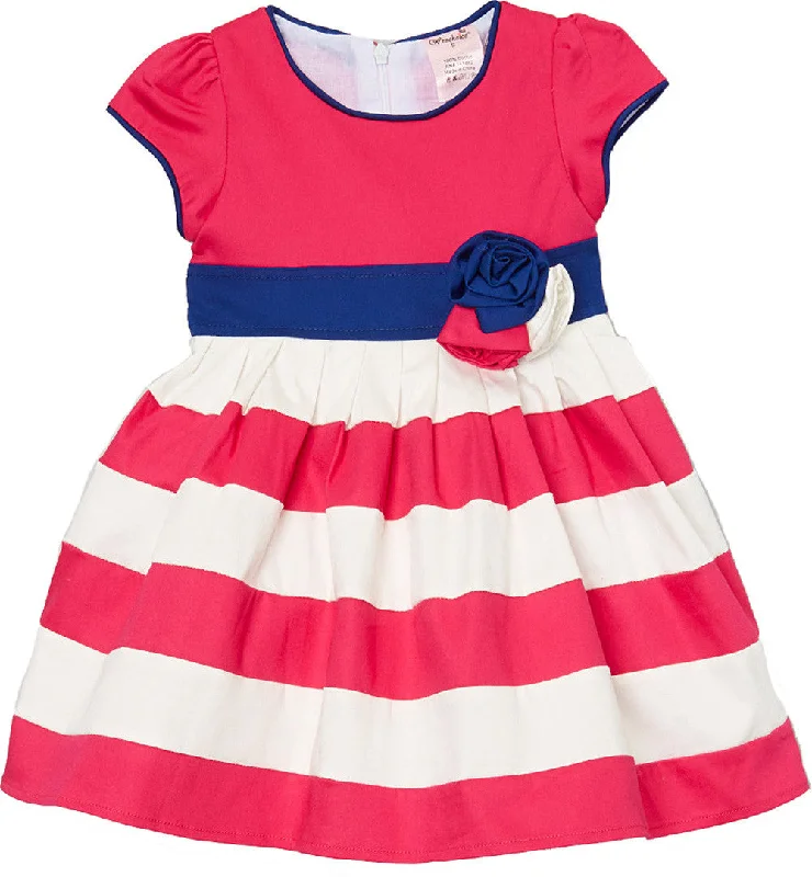 Hot Pink/White Striped Cotton Dress Tunics Short Trendy