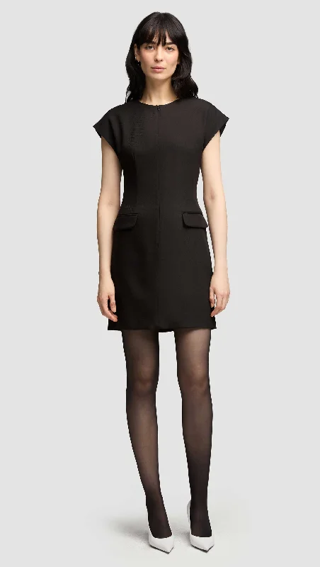 Mini Tailored Dress in Viscose Wool Twill | Black Tunics Print Colorful