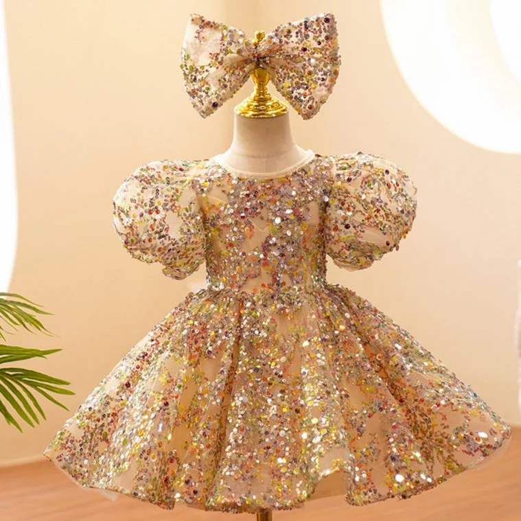Baby Girl Formal Princess Dress Baby Girl Sequin Mesh Puffy Birthday Party Dress Tunics Luxurious high-end Baby Girl Formal Princess Dress Baby Girl Sequin Mesh Puffy Birthday Party Dress Tunics Luxurious high-end