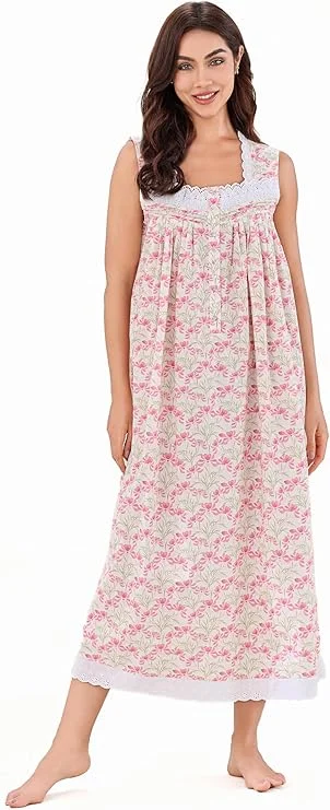 Richie House Women's Cotton Sleeveless Floral Sleepwear Dress Nightwear RHW4090 Tunics Trousers formal Richie House Women's Cotton Sleeveless Floral Sleepwear Dress Nightwear RHW4090 Tunics Trousers formal