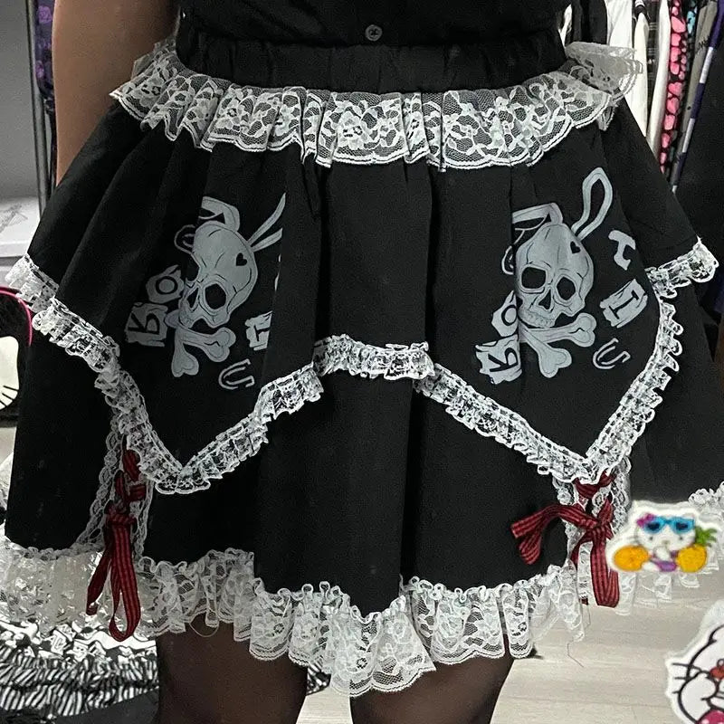 Short Girls Dress Cosplay Subculture Y2k Lace Skeleton Gothic Trend Black High Waist Layered Skirt Maxi Flowy Bohemian Short Girls Dress Cosplay Subculture Y2k Lace Skeleton Gothic Trend Black High Waist Layered Skirt Maxi Flowy Bohemian