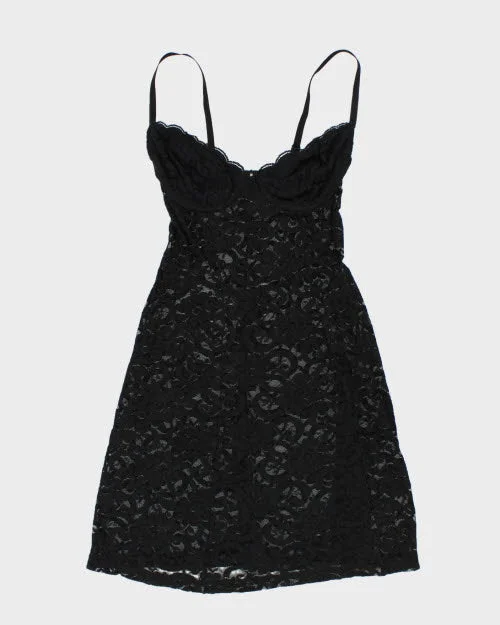 Vintage 90's La Vie En Rose Lace Dress - M Halter Neckline Beach