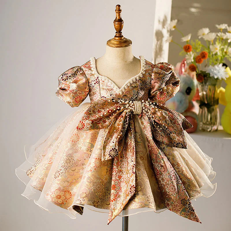 Girl Pageant Dresses Baby Girl Vintage Lolita Bow Puffy Formal Princess Dress Tunics Chic fashionable Girl Pageant Dresses Baby Girl Vintage Lolita Bow Puffy Formal Princess Dress Tunics Chic fashionable